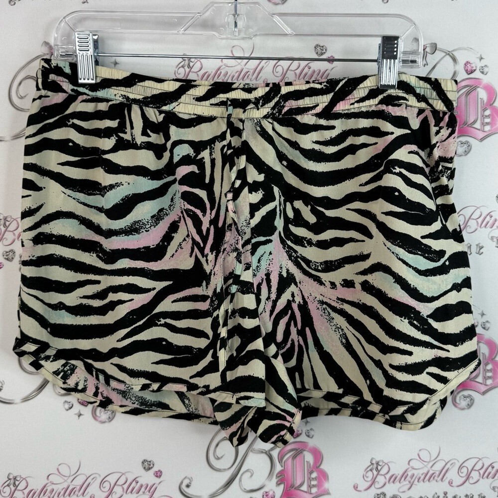 Vero Moda shorts, rainbow Zebra Print Athletic Shorts - Black and Cream